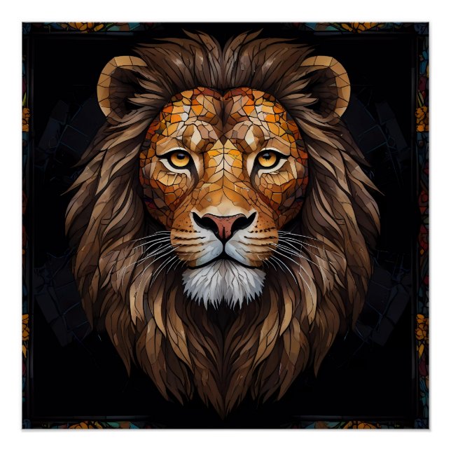 Zebra Vibrant Mosaic Poster (Front)