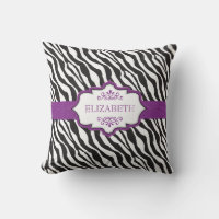 Zebra violet ruban MoJo Coussin