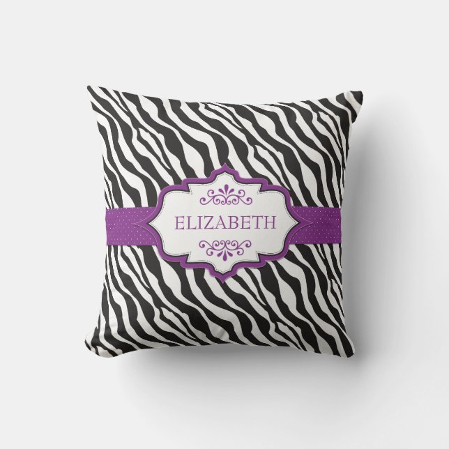 Zebra violet ruban MoJo Coussin (Recto)
