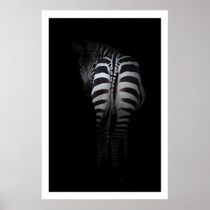 Zebra Wall Art Minimalist Rear View - Black and