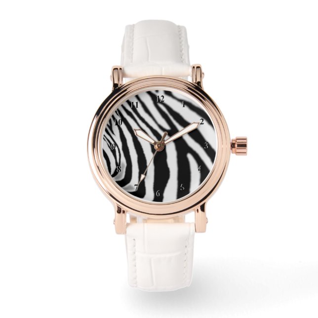 Zebra Watch Black and White Stripe Modern Design (Front)