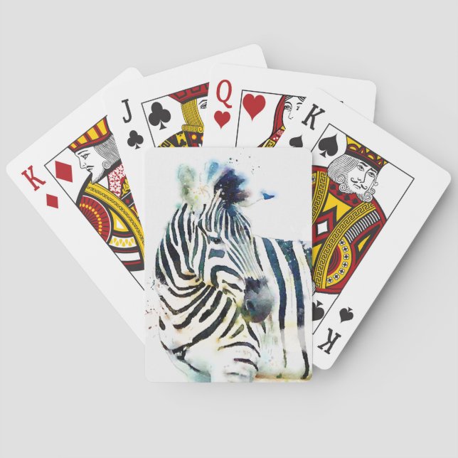 Zebra Watercolor Playing Cards (Back)