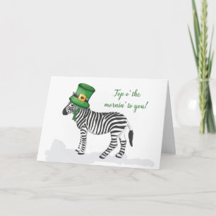 Zebra Wearing Green Hat on St Patricks Day Card