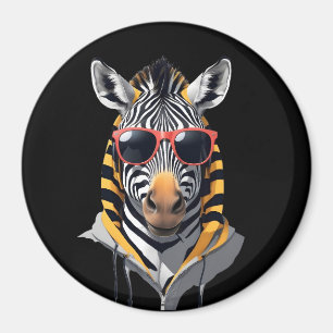 Zebra Wearing Hoodie Funny Cool Animal Character Magnet