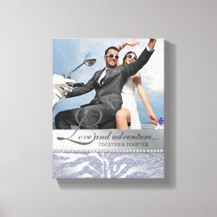 Zebra Wedding Engagement Photo Canvas Silver Print