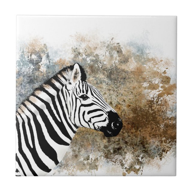 Zebra wild africa animal brown tile (Front)