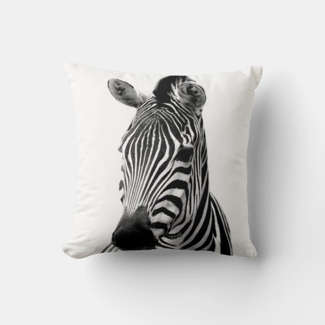 Zebra wild african animal photo black and white throw pillow (Front)