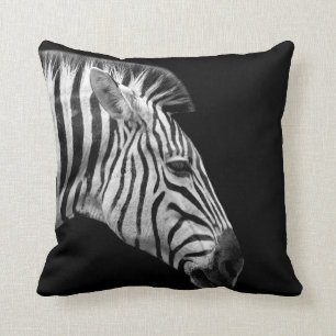 Zebra wild jungle african animal photo black white throw pillow