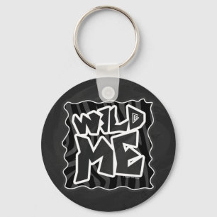 Zebra Wild me Black and Grey Keychain