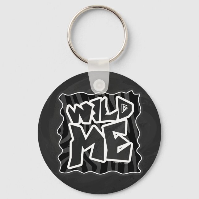 Zebra Wild me Black and Grey Keychain (Front)