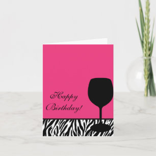 zebra wine birthday card