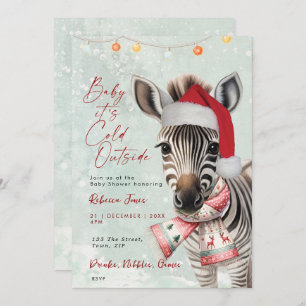 zebra winter baby shower invitation