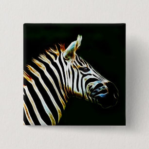 Zebra with black and white stripes in Africa 2 Inch Square Button