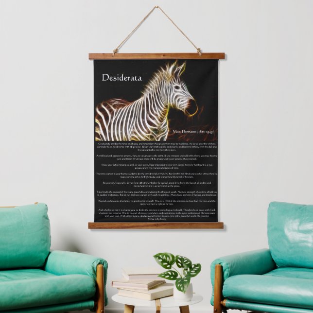 Zebra with electric stripes romantic poem hanging tapestry (Living Room)