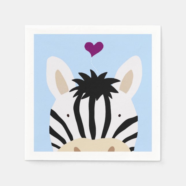 Zebra with Heart Napkin (Front)