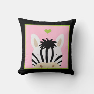Zebra with Heart Throw Pillow
