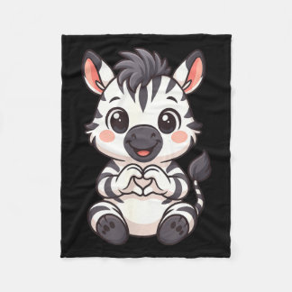 Zebra with heart women girls kids heart cute zebra fleece blanket