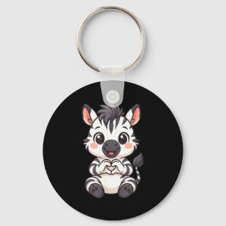 Zebra with heart women girls kids heart cute zebra keychain