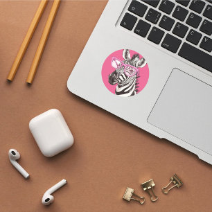Zebra with Pink Glasses Sticker