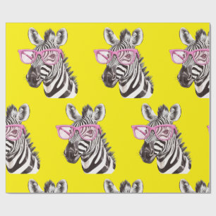 Zebra with Pink Glasses Wrapping Paper
