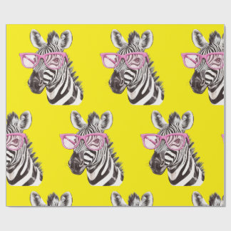 Zebra with Pink Glasses Wrapping Paper