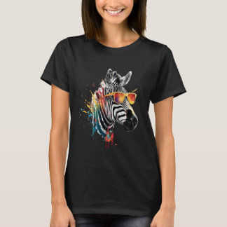Zebra with Sunglasses Safari Artwork African Anima T-Shirt
