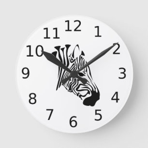 Zebra with Twisted Black Stripes Round Clock