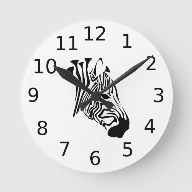 Zebra with Twisted Black Stripes Round Clock (Front)