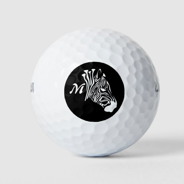 Zebra with Twisted White Stripes Silhouette Golf Balls (Front)