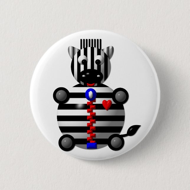 Zebra with Zipper 2 Inch Round Button (Front)