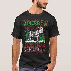 Zebra Xmas Tree Lights Ugly Santa Zebra Christma T-Shirt