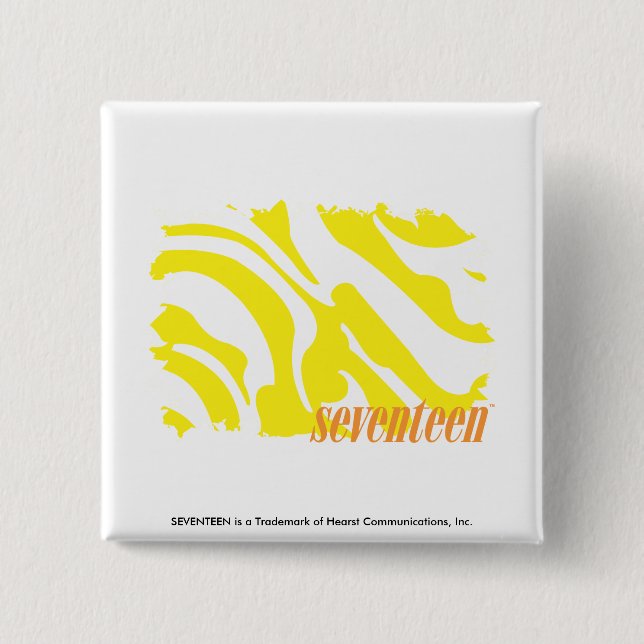 Zebra Yellow 2 Inch Square Button (Front)
