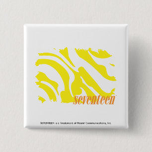 Zebra Yellow 2 Inch Square Button
