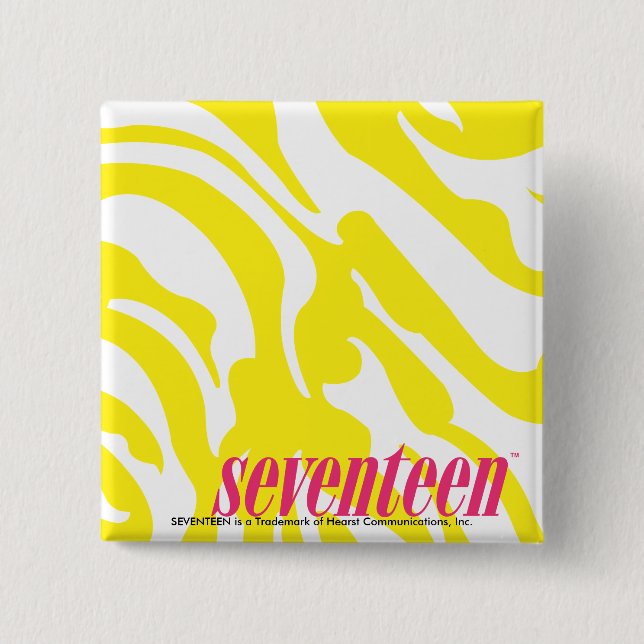 Zebra Yellow 2 Inch Square Button (Front)