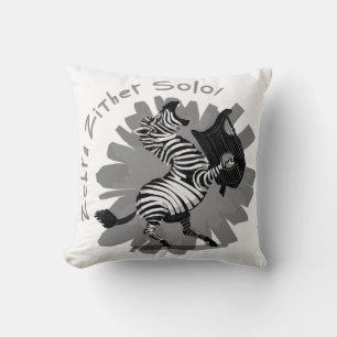 Zebra Zither Solo Throw Pillow