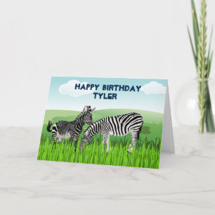 Zebra Zoo Animals Birthday Card for Boys