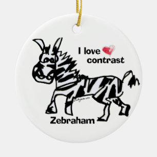Zebraham- I love contrast Ceramic Ornament