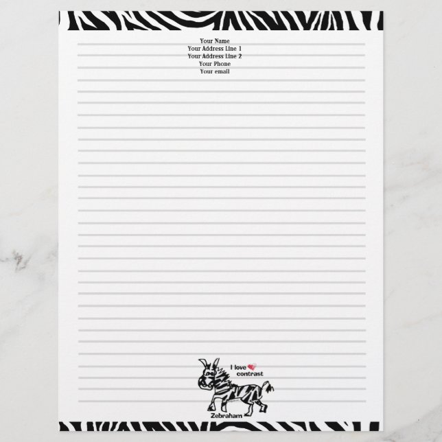 Zebraham- I love contrast Letterhead (Front)