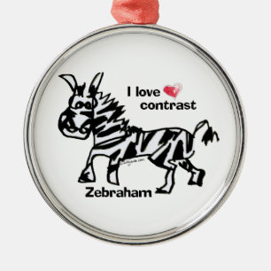 Zebraham- I love contrast Metal Ornament
