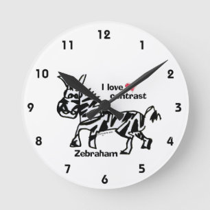 Zebraham- I love contrast Round Clock