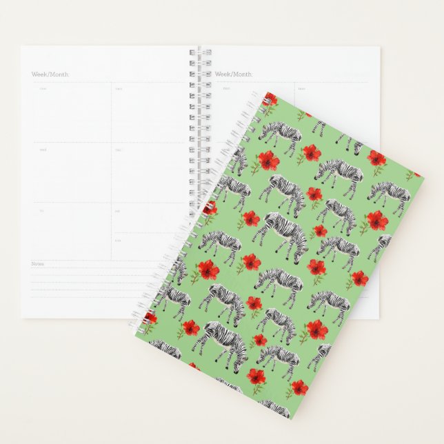 Zebras Among Hibiscus Flowers Planner (Display)
