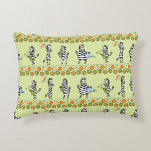 Zebras and Fruits Seamless Pattern Accent Pillow
