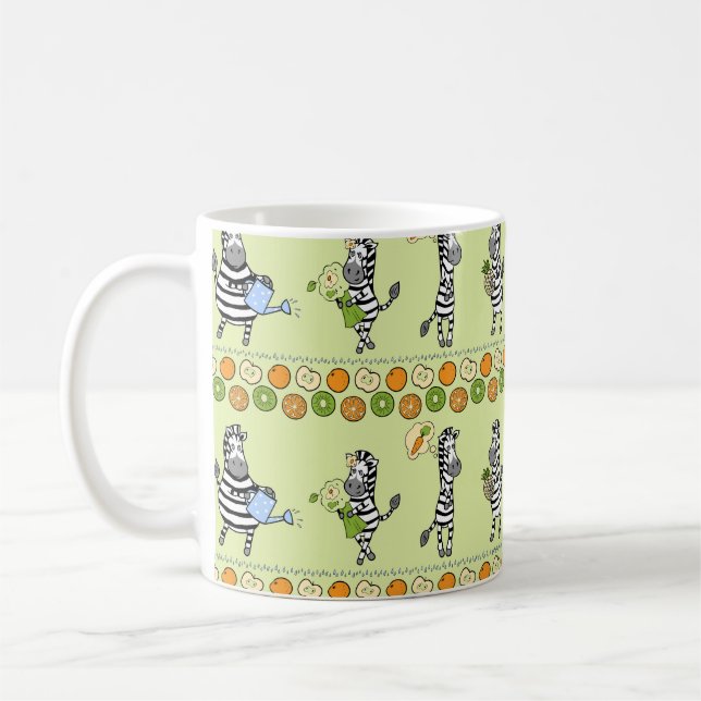 Zebras and Fruits Seamless Pattern Coffee Mug (Left)