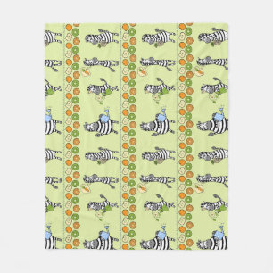Zebras and Fruits Seamless Pattern Fleece Blanket