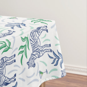 Zebras and Martinis White Tablecloth