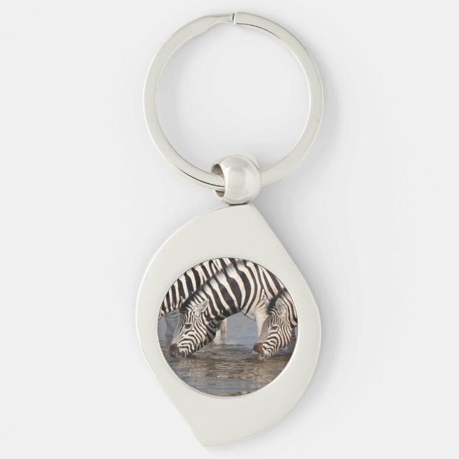 Zebras drinking keychain (Front)