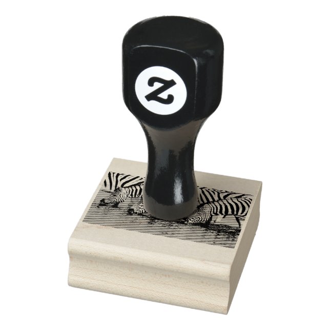 Zebras drinking rubber stamp (Stamp)