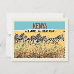 Zebras in Kenya, Aberdare National Park Postcard