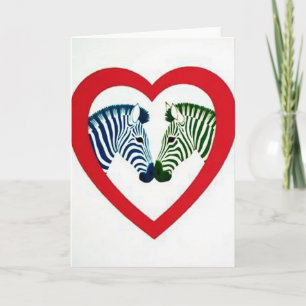 Zebras In Love Striped Card