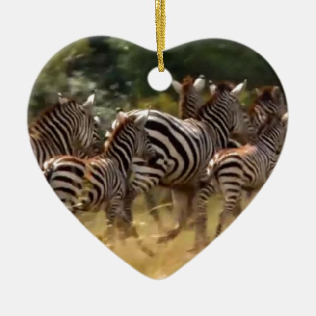 Zebras on the Move: A Journey of a Thousand Miles Ceramic Ornament (Front)